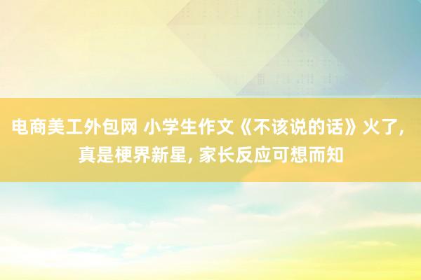 电商美工外包网 小学生作文《不该说的话》火了, 真是梗界新星, 家长反应可想而知